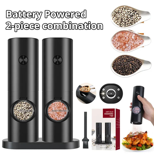 Electric Salt And Pepper Grinder With Adjustable Coarseness Refillable Mill Battery