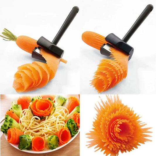 1PC Spiral Cutter Carrot Radish Potato Slicer Fruits Peeler Carving Flower Device Kitchen Vegetable Cutter Slicer Tool