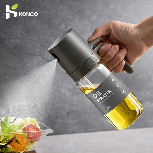 Oil Spray Bottle 250ml High Borosilicate Glass Cooking Oil Dispensers Olive Oil Sprayer Mister for Air Fryer Salad Baking