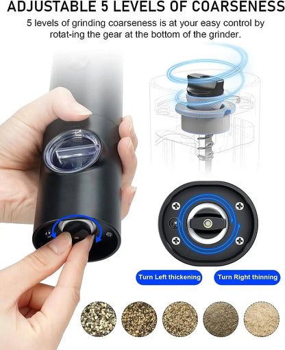 Electric Salt And Pepper Grinder With Adjustable Coarseness Refillable Mill Battery