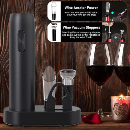 Electric Wine Bottle Opener Automatic Red Wine Corkscrew Rechargeable Wine Opener with Charging Base Wine Tools Kitchen Products